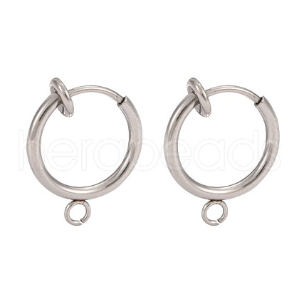 316 Surgical Stainless Steel Clip-on Hoop Earrings STAS-S101-13mm-01P-1