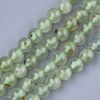 Natural Prehnite Beads Strands G-S333-6mm-032-1