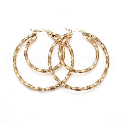 304 Stainless Steel Hoop Earrings EJEW-F188-17G-1