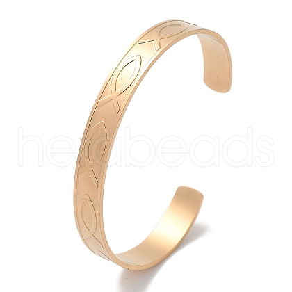 304 Stainless Steel Cuff Bangles for Women BJEW-U010-01G-1