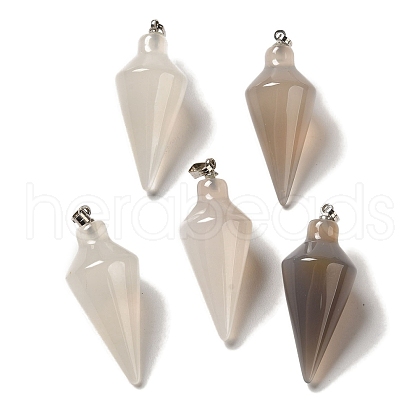 Natural Grey Agate Pendants G-Z055-02P-16-1
