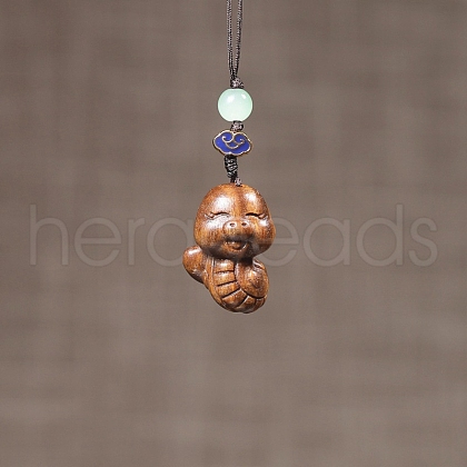 Zodiac Snake Sandalwood Pendant Decorations PW-WG0676D-01-1