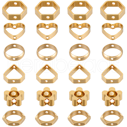 SUNNYCLUE 48Pcs 6 Styles Brass Bead Frame KK-SC0004-62-1