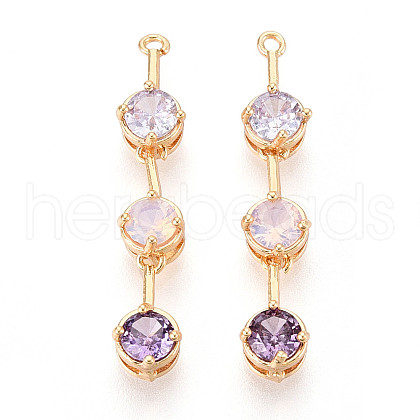 Brass Micro Pave Clear Cubic Zirconia Pendants KK-N267-01A-G-1