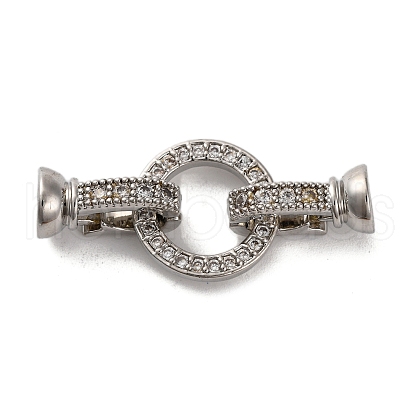 Brass Micro Pave Clear Cubic Zirconia Fold Over Clasps KK-A230-16P-1