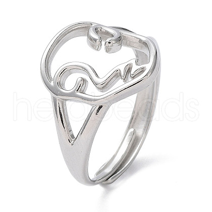 Non-Tarnish 304 Stainless Steel Hollow Abstract Face Adjustable Rings RJEW-D006-25P-1
