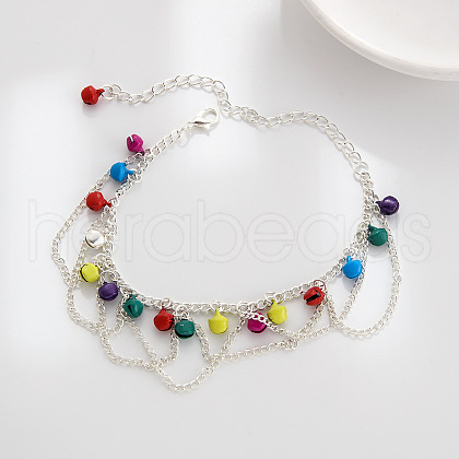 Bohemian Bell Alloy Colorful Enamel Tassel Anklets for Women FS-WG4DBF7-03-1