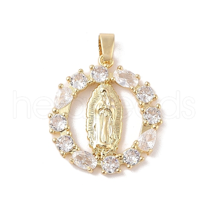 Brass Cubic Zirconia Pendants KK-Z050-18G-01-1