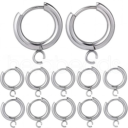 SUNNYCLUE 12Pcs 201 Stainless Steel Huggie Hoop Earring Findings STAS-SC0007-98P-1