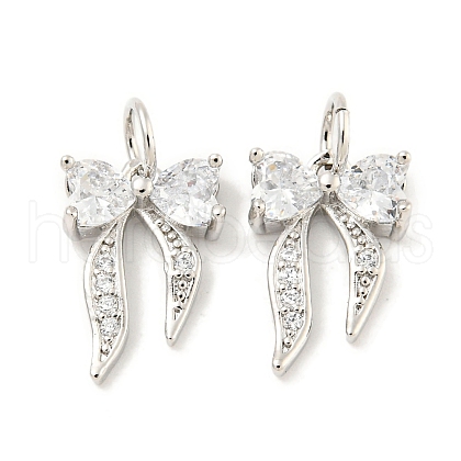 Rack Plating Brass Micro Pave Clear Cubic Zirconia Pendants KK-B093-01F-P-1