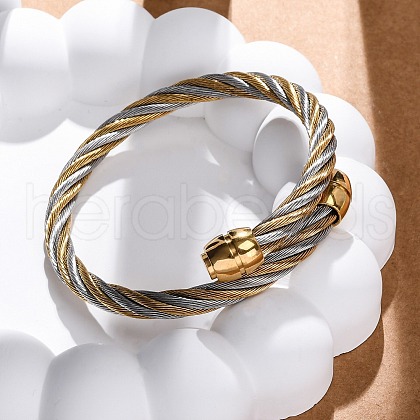 304 Stainless Steel Torque Bangles for Women BJEW-P310-25GP02-1