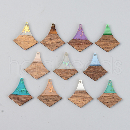 Resin & Walnut Wood Pendants RESI-S389-055B-1