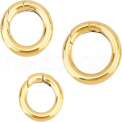 Unicraftale 3Pcs 3 Style Ion Plating(IP) 304 Stainless Steel Spring Gate Rings STAS-UN0033-63-1