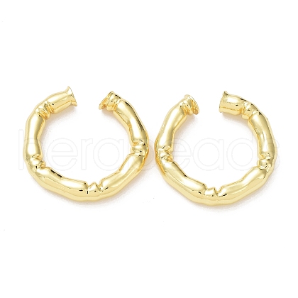 Rack Plating Brass Bamboo Joint Cuff Earrings for Women EJEW-G352-05G-1