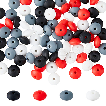 DICOSMETIC 2Bags 80Pcs Rondelle Food Grade Eco-Friendly Silicone Focal Beads SIL-DC0001-69A-1