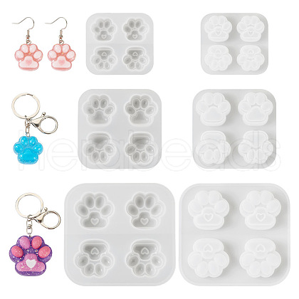  3Pcs 3 Style Paw Print Shape DIY Silicone Molds DIY-TA0005-22-1