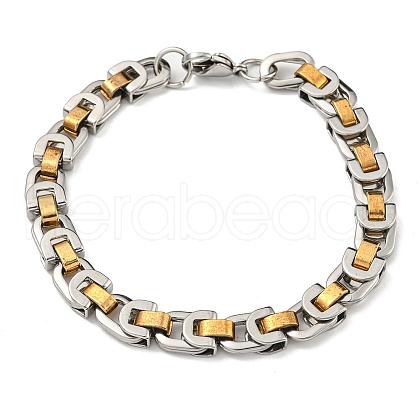 Two Tone 304 Stainless Steel Link Chain Bracelet BJEW-B078-29GP-1