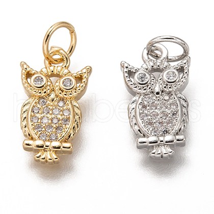 Brass Micro Pave Clear Cubic Zirconia Charms ZIRC-C020-45-1