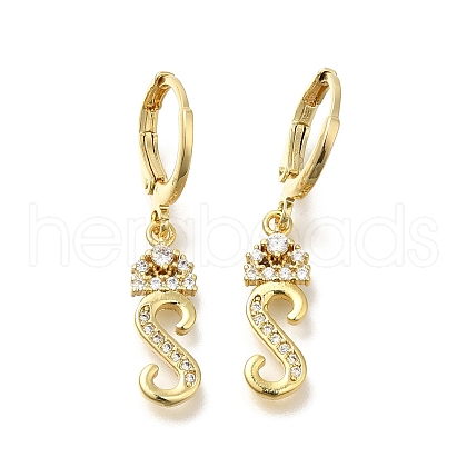 Brass Clear Cubic Zirconia Hoop Earrings EJEW-M045-01S-1
