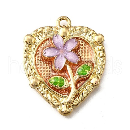 Flower Alloy Enamel Pendants ENAM-K076-07D-G-1