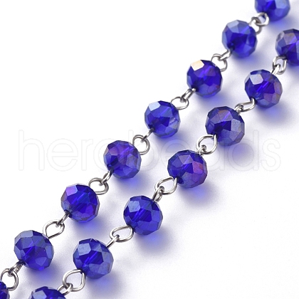 Handmade Electroplate Glass Beaded Chains AJEW-JB00529-07-1