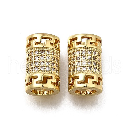 Brass Micro Pave Clear Cubic Zirconia European Beads ZIRC-I070-071G-1