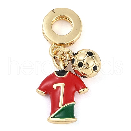 Rack Plating Brass Enamel European Dangle Charms KK-P287-13G-1