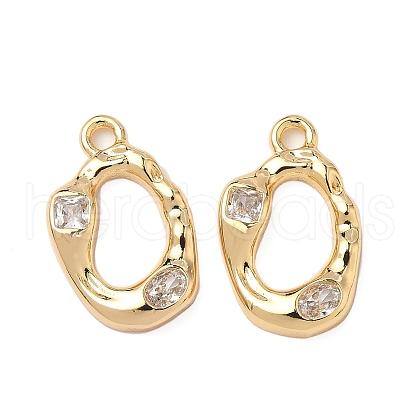 Brass Micro Pave Clear Cubic Zirconia Pendants KK-S531-19G-1