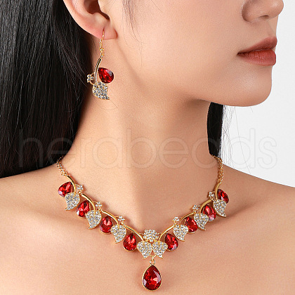 Alloy Rhinestone Pendant Necklaces & Earrings Sets for Women WGE8301-15-1