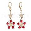 Brass Glass Seed Beads Flower Leverback Earrings EJEW-MZ00426-01-2