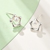 925 Sterling Silver Stud Earrings EJEW-D317-01S-3