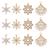 SUPERFINDINGS 12Pcs 4 Styles Brass Micro Pave Cubic Zirconia Pendants KK-FH0007-51-1