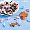   128Pcs 8 Styles Wood Dyed Pendants WOOD-PH0002-49-4