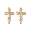 Rack Plating Brass Micro Pave Clear Cubic Zirconia Connector Charms KK-A175-05G-2