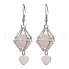 Natural Rose Quartz Dangle Earrings EJEW-JE05600-01-1