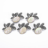 Natural White Shell Oval with Leaf Brooch PALLOY-Q438-001C-RS-4