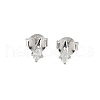 925 Sterling Silver Clear Cubic Zirconia Stud Earrings EJEW-Q032-01F-P-4