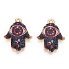 Printed Light Gold Tone Alloy Pendants ENAM-N056-206K-2