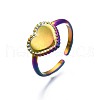 304 Stainless Steel Heart Cuff Ring RJEW-N038-108-4