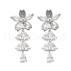 Brass Clear Cubic Zirconia Stud Earrings EJEW-D301-06P-03-4