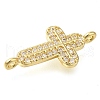 Brass Pave Clear Cubic Zirconia Connector Charms KK-M101-02C-G02-2