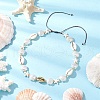 3Pcs 3 Colors Summer Synthetic Turquoise Starfish & Natural Cowrie Shell & White Imitation Pearl Adjustable Beaded Necklaces NJEW-JN05270-4
