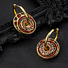 Flat Round Brass Enamel Hoop Earrings FS-WGAAD75-01-1