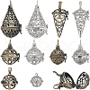 SUNNYCLUE 10Pcs 10 Styles Brass Cage Pendants KK-SC0004-27-1