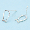 925 Sterling Silver Hollow Fish Stud Earrings STER-T005-06-1