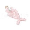 Glass Seed Beaded Fish Pendants PALLOY-MZ00666-01-3