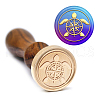 Brass Wax Seal Stamp with Handle AJEW-WH0184-1090-5