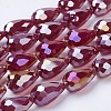 Electroplate Glass Beads Strands X-EGLA-D015-15x10mm-28-3