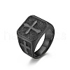 Square with Cross Pattern 304 Stainless Steel Finger Rings for Men FS-WGAC6B1-12-2