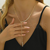Brass Micro Pave Clear Cubic Zirconia Y-shaped Necklaces for Women DA0945-2